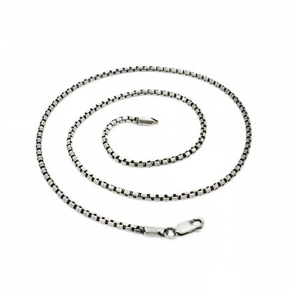 Oxidized Sterling Silver Box Chain for Men & Women – 20 Inch