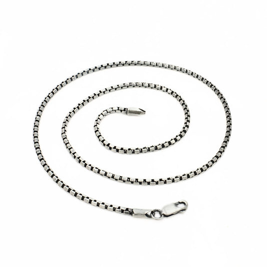 Oxidized Sterling Silver Box Chain for Men & Women – 20 Inch