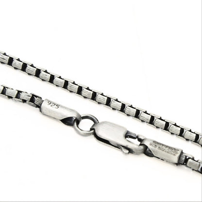 Oxidized Sterling Silver Box Chain for Men & Women – 20 Inch
