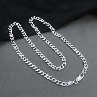 Real 925 Sterling Silver Bold Cuban Link Chain 20"