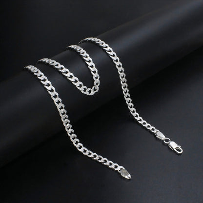 Real 925 Sterling Silver Bold Cuban Link Chain 20"