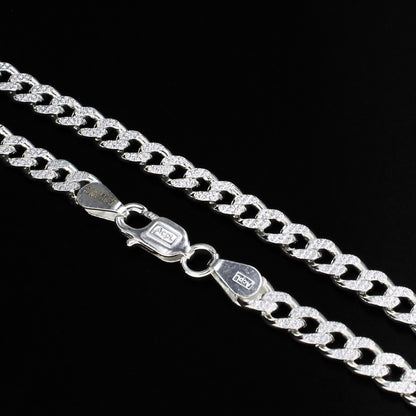 Real 925 Sterling Silver Bold Cuban Link Chain 20"