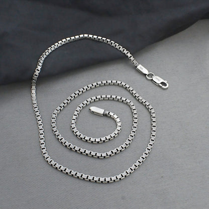 925 Sterling Silver Heritage Finish Box Link Oxidized Chain 20"