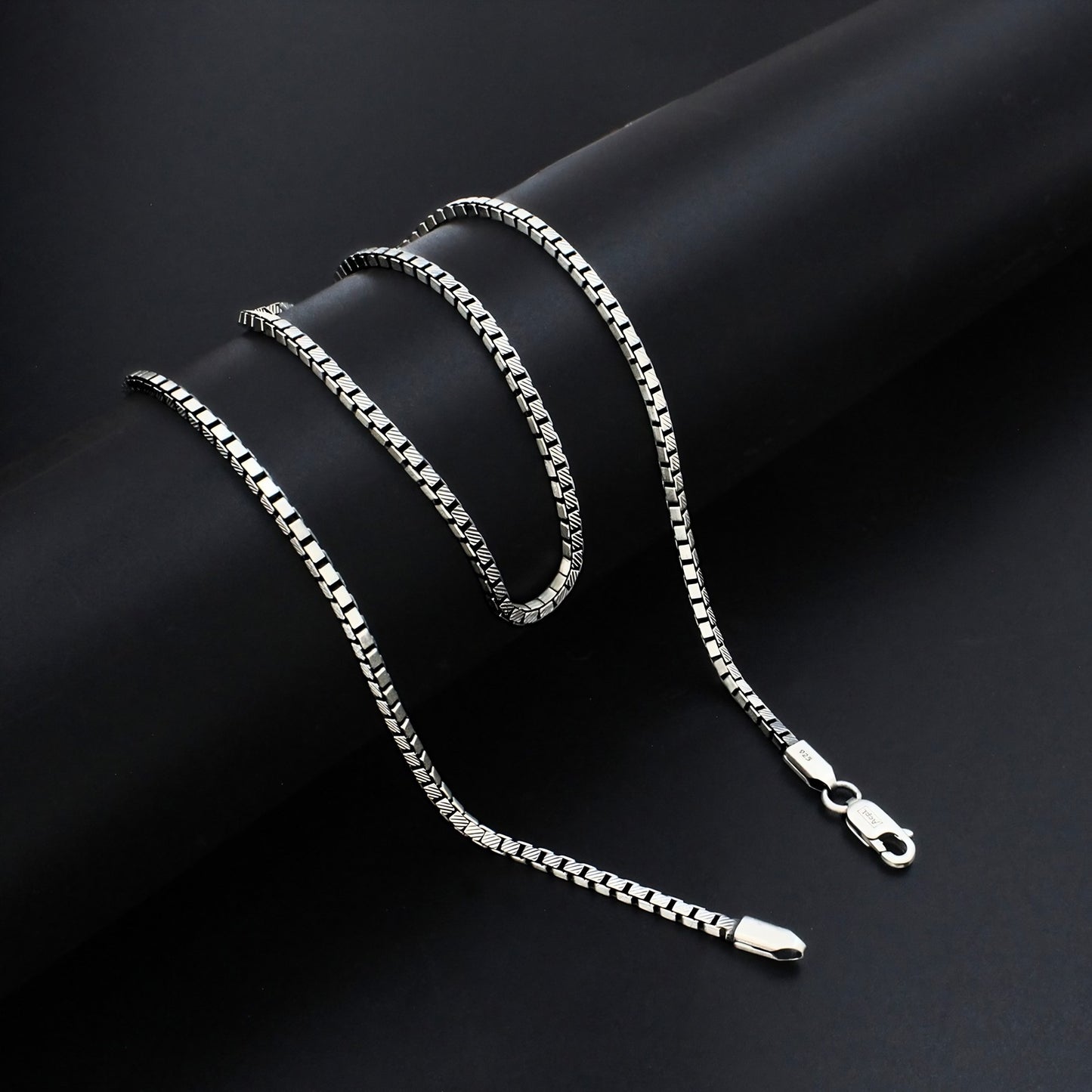 925 Sterling Silver Heritage Finish Box Link Oxidized Chain 20"