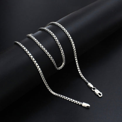 925 Sterling Silver Heritage Finish Box Link Oxidized Chain 20"