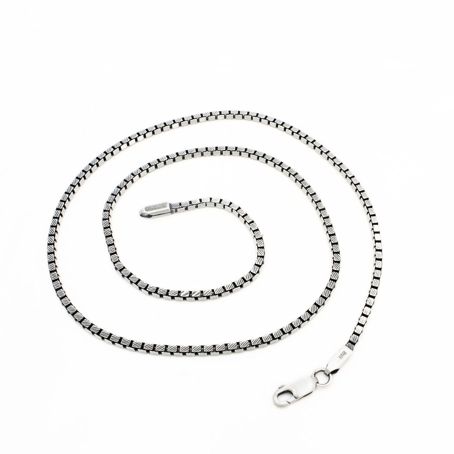 925 Sterling Silver Heritage Finish Box Link Oxidized Chain 20"