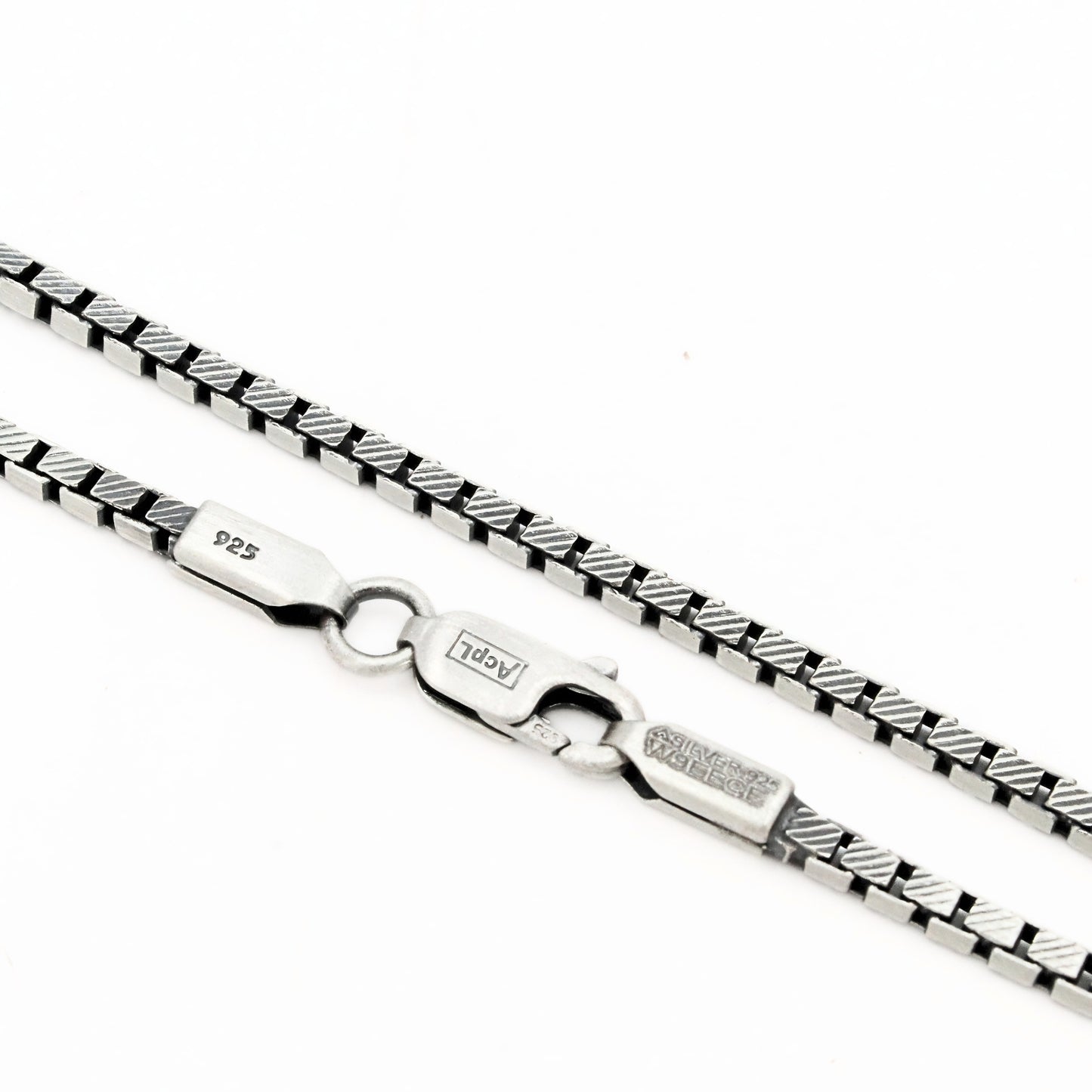 925 Sterling Silver Heritage Finish Box Link Oxidized Chain 20"