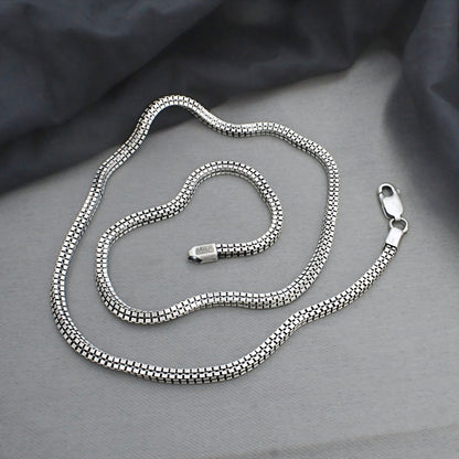 Real 925 Sterling Silver Dark Finish Standard Box Chain 20"