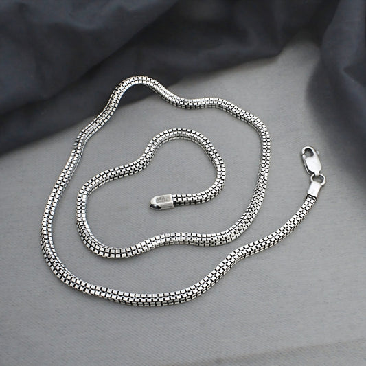 Real 925 Sterling Silver Dark Finish Standard Box Chain 20"