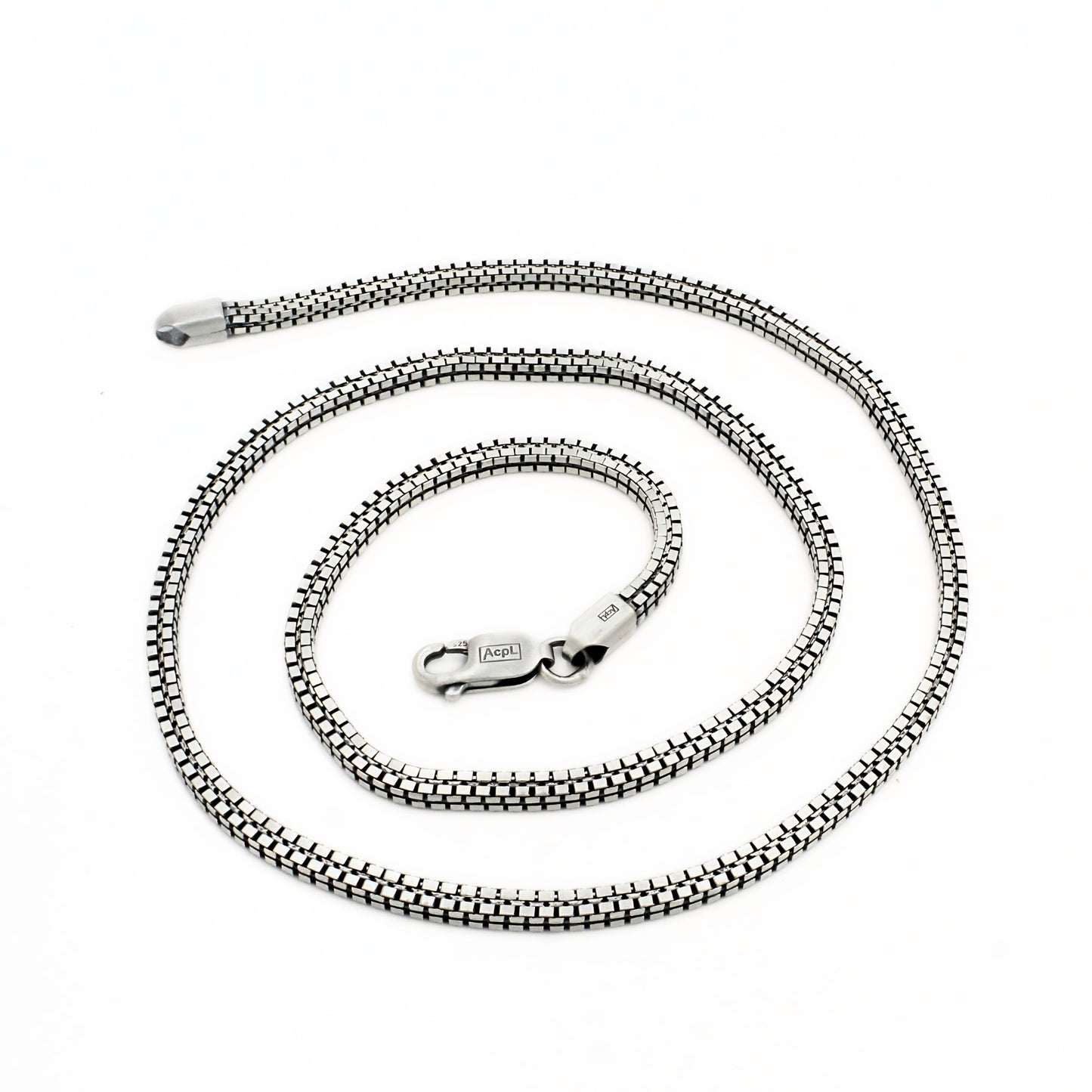Real 925 Sterling Silver Dark Finish Standard Box Chain 20"