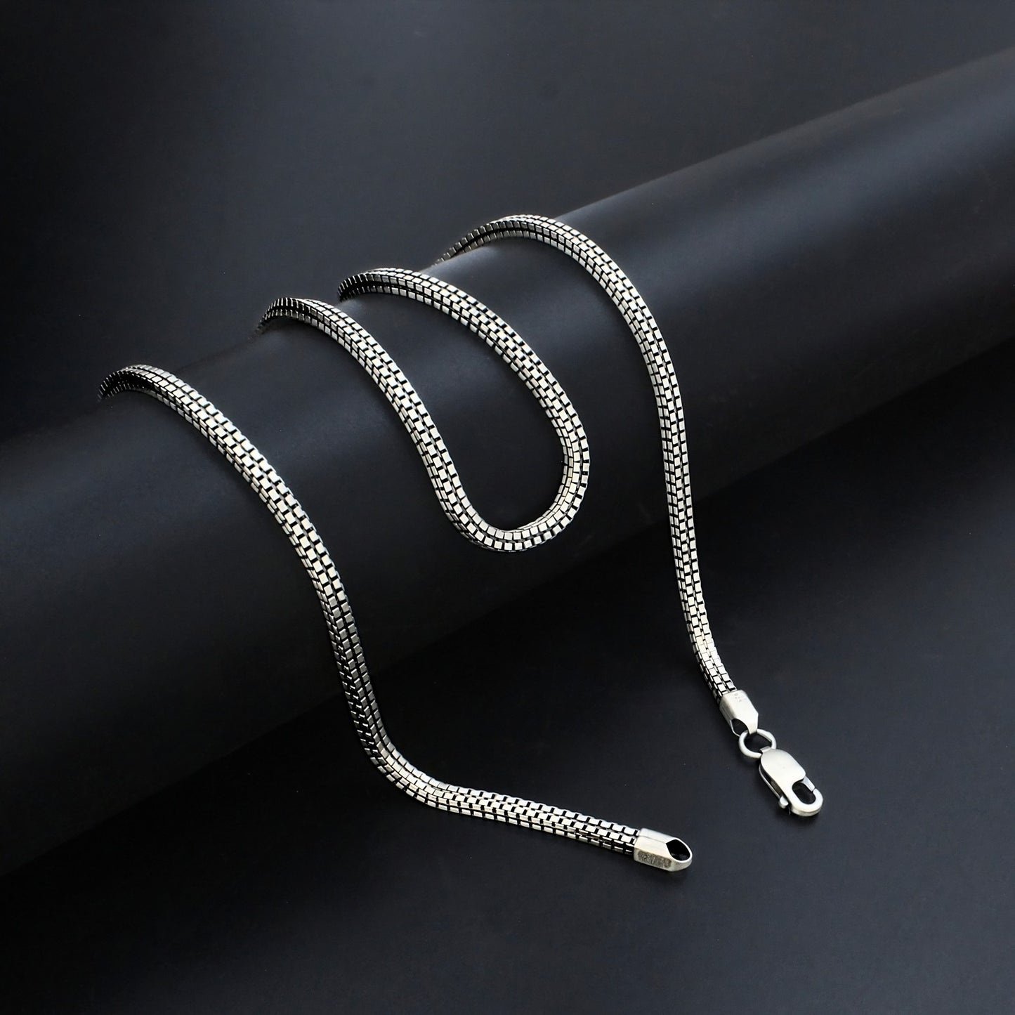 Real 925 Sterling Silver Dark Finish Standard Box Chain 20"