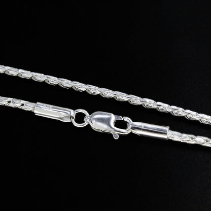 Real 925 Sterling Silver Sleek Rope Design Neck Chain 20"