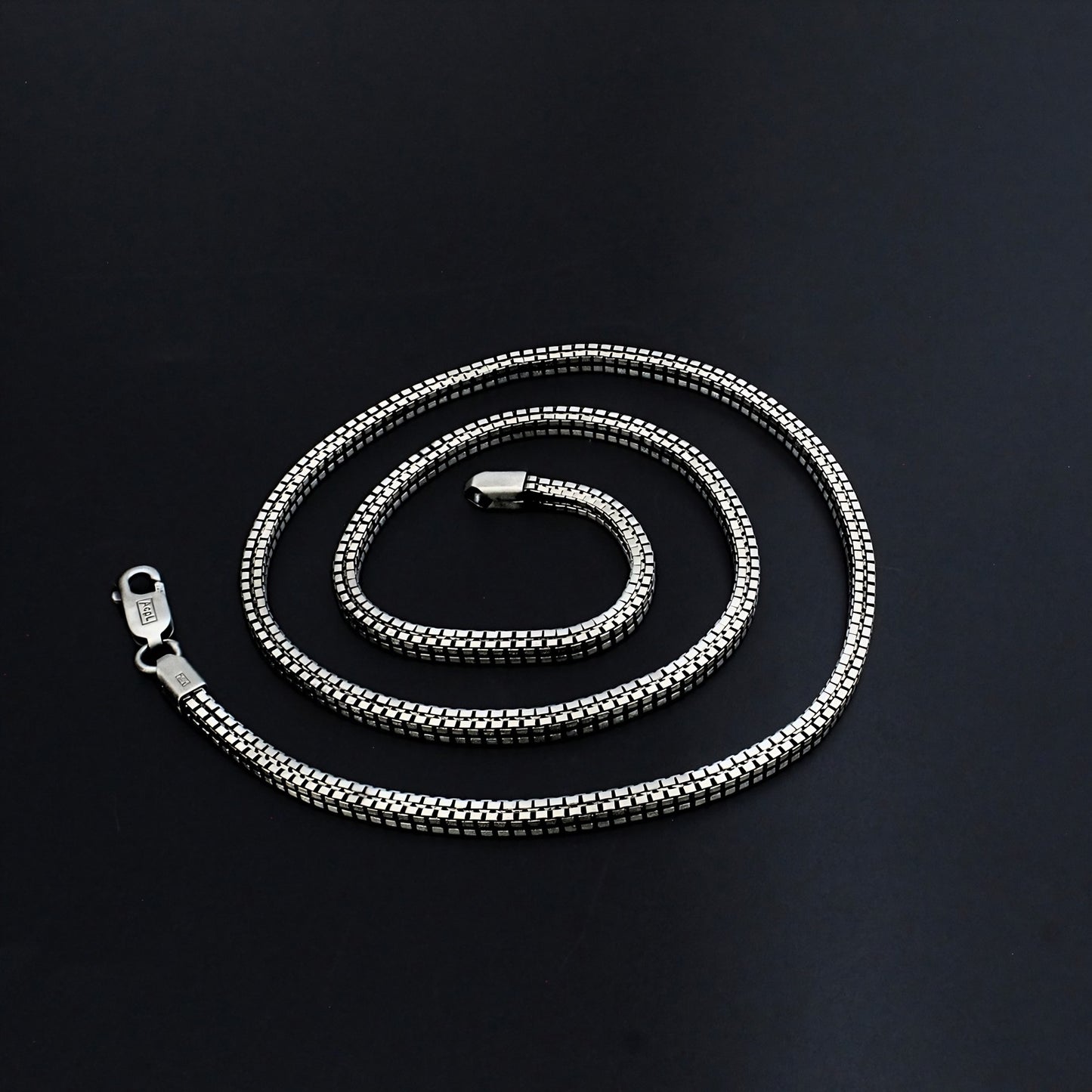 Real 925 Sterling Silver Dark Finish Standard Box Chain 20"