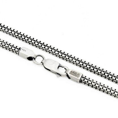 Real 925 Sterling Silver Dark Finish Standard Box Chain 20"