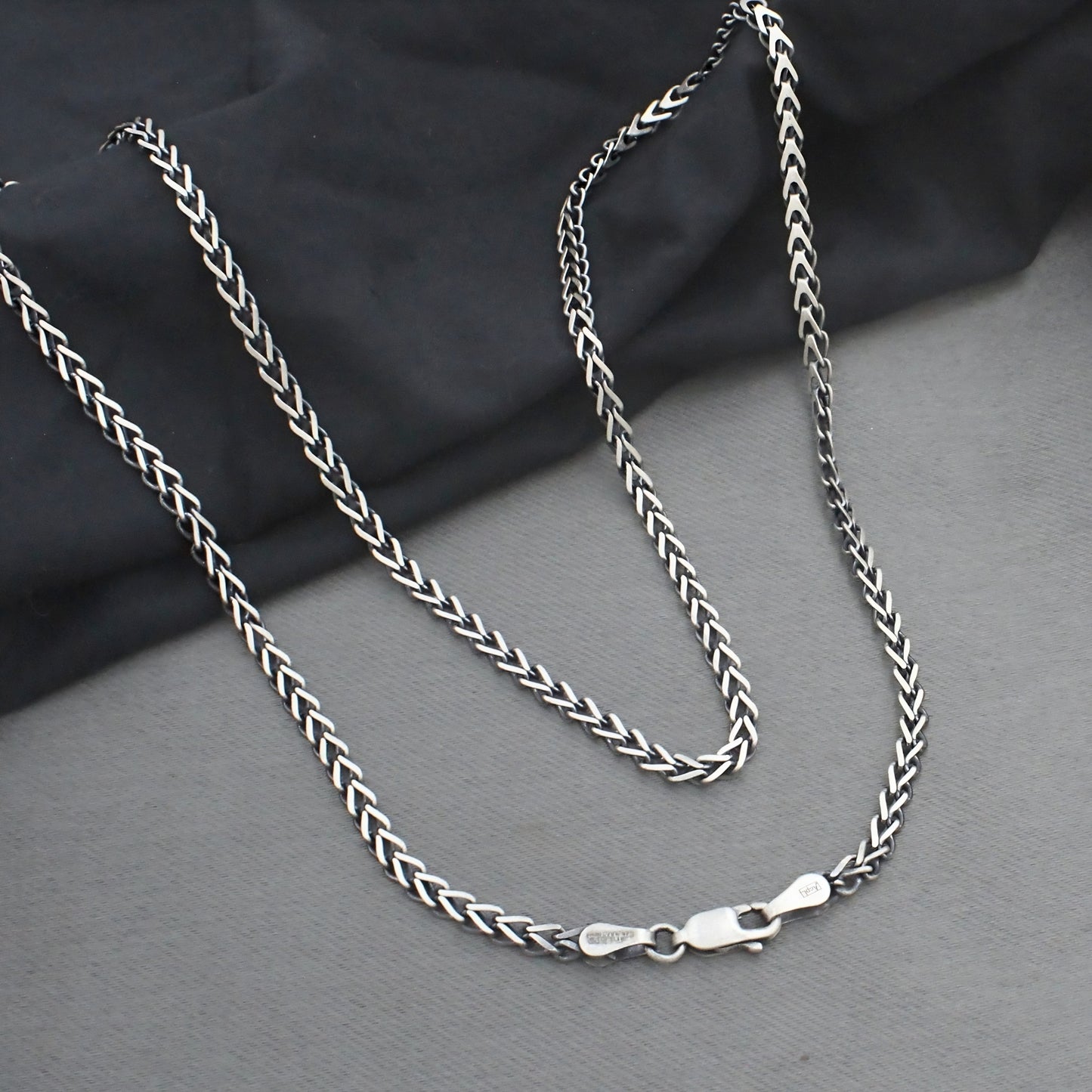 925 Sterling Silver Distinctive Oxidized Franco Neck Chain 20"