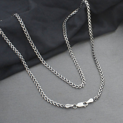925 Sterling Silver Distinctive Oxidized Franco Neck Chain 20"