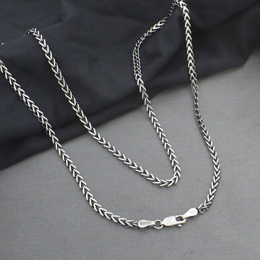 925 Sterling Silver Distinctive Oxidized Franco Neck Chain 20"