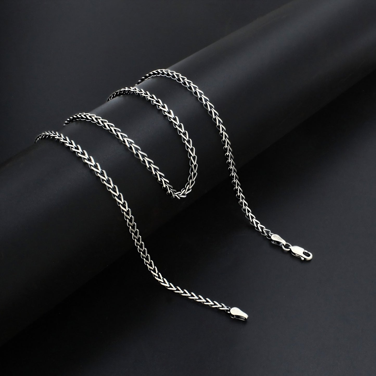 925 Sterling Silver Distinctive Oxidized Franco Neck Chain 20"