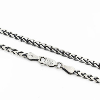 925 Sterling Silver Distinctive Oxidized Franco Neck Chain 20"