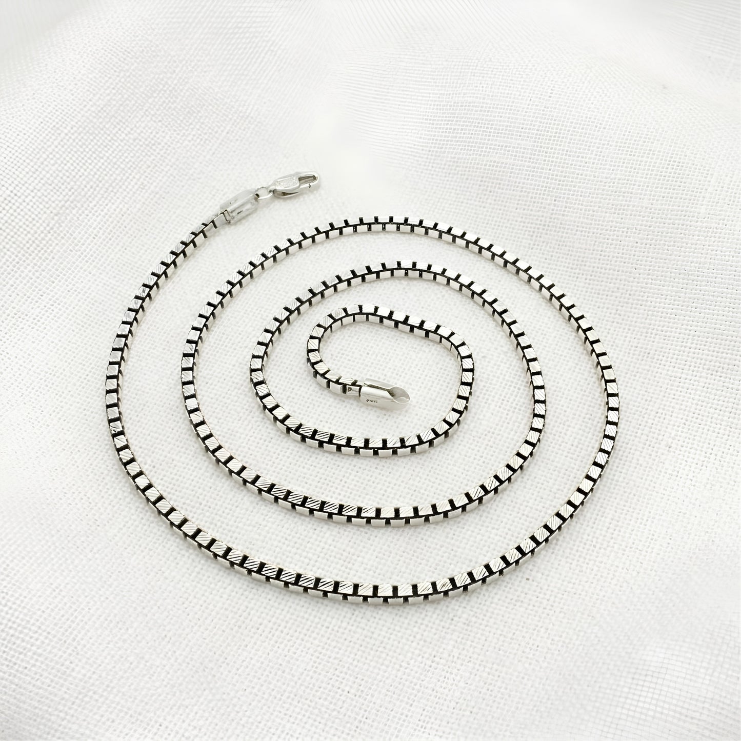 925 Sterling Silver Oxidized Blackened Box Chain 24"