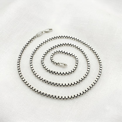 925 Sterling Silver Oxidized Blackened Box Chain 24"