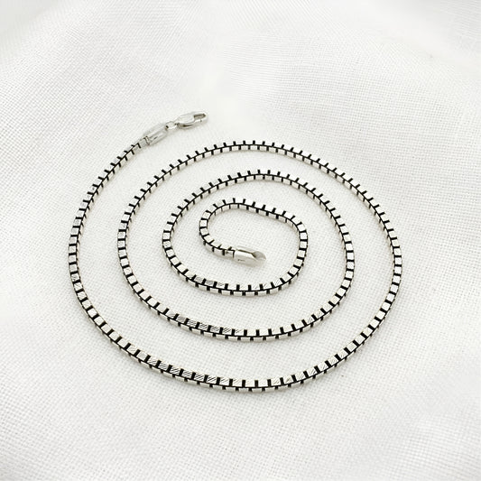 925 Sterling Silver Oxidized Blackened Box Chain 24"