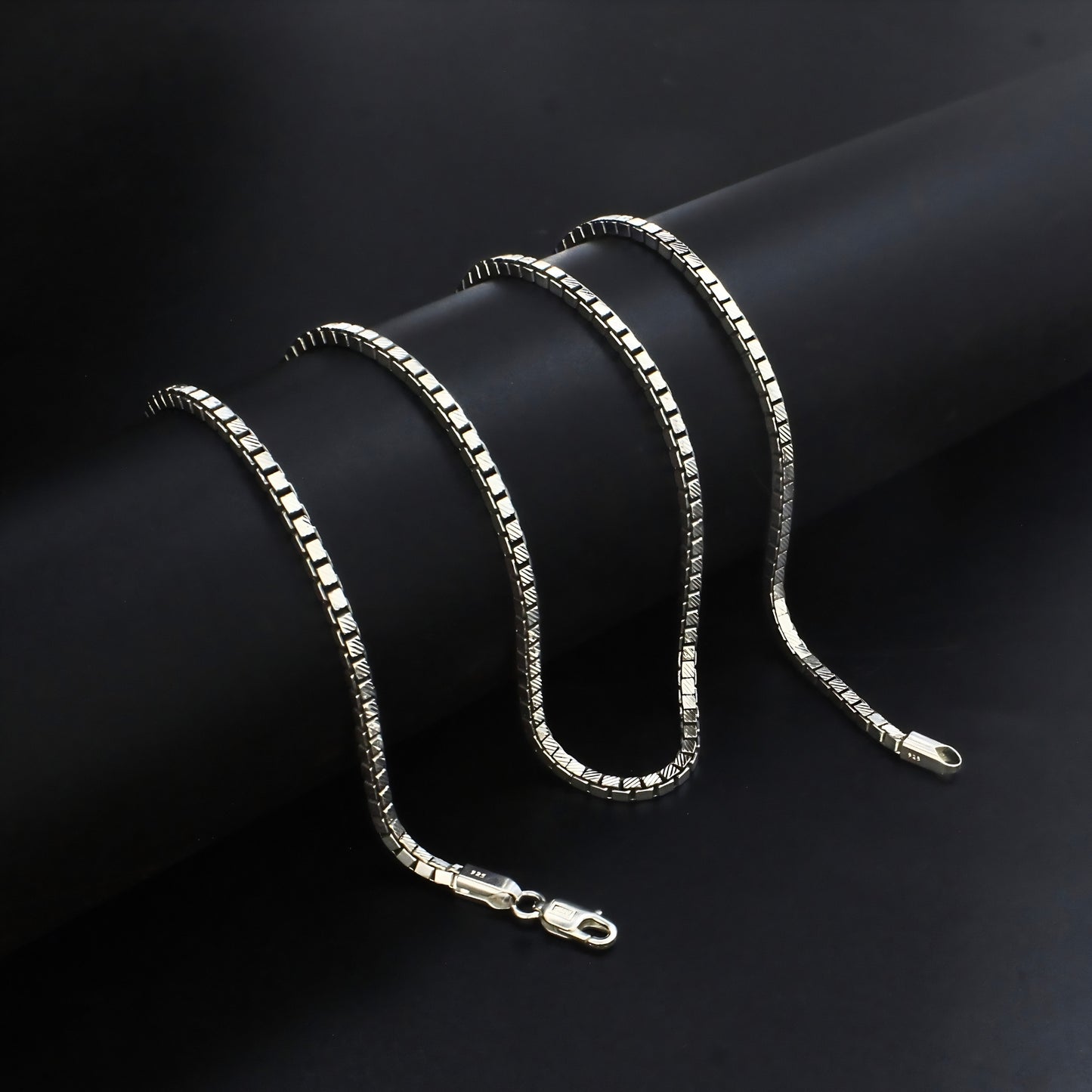 925 Sterling Silver Oxidized Blackened Box Chain 24"