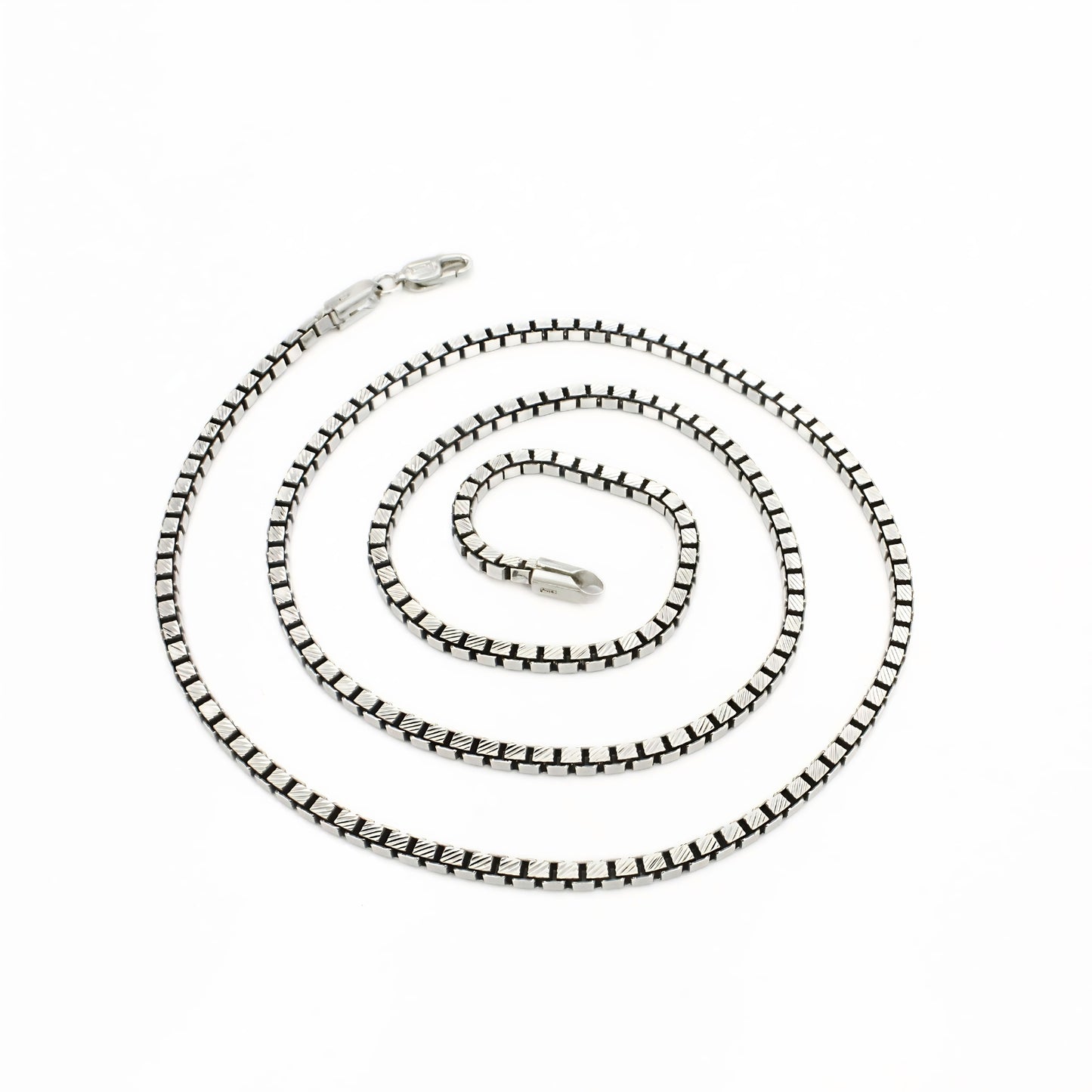 925 Sterling Silver Oxidized Blackened Box Chain 24"