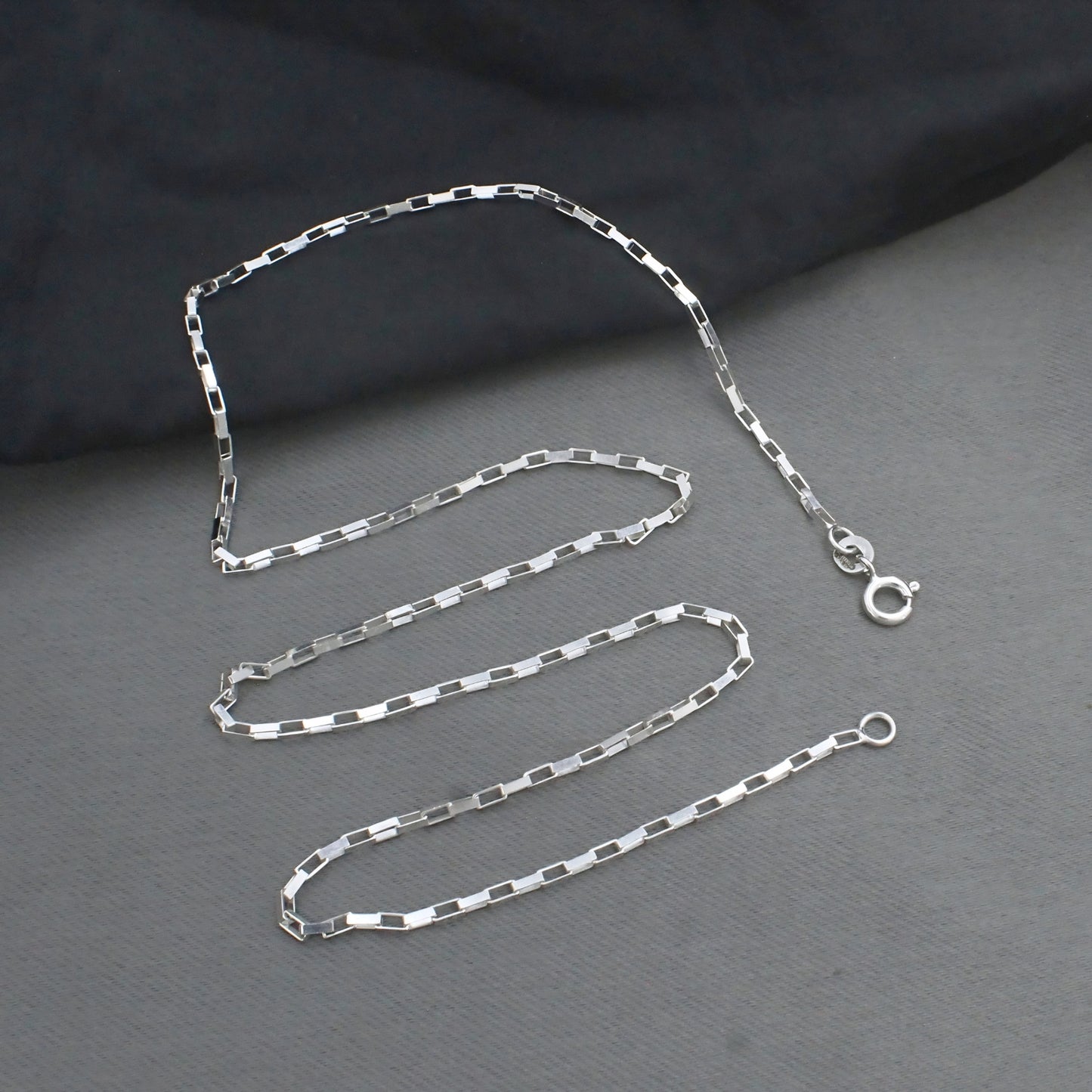 925 Sterling Silver Minimal Long Box Link Chain 18"