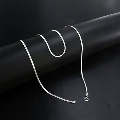 925 Sterling Silver Flat Snake Design Chain for Men & Women - 20 inch