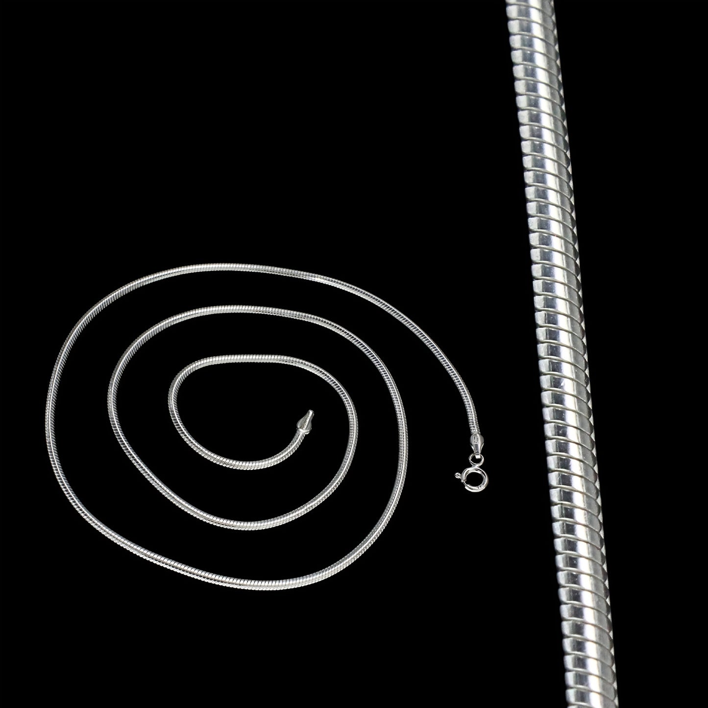 925 Sterling Silver Flat Snake Design Chain for Men & Women - 20 inch