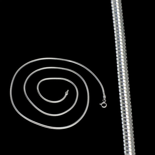 925 Sterling Silver Flat Snake Design Chain for Men & Women - 20 inch