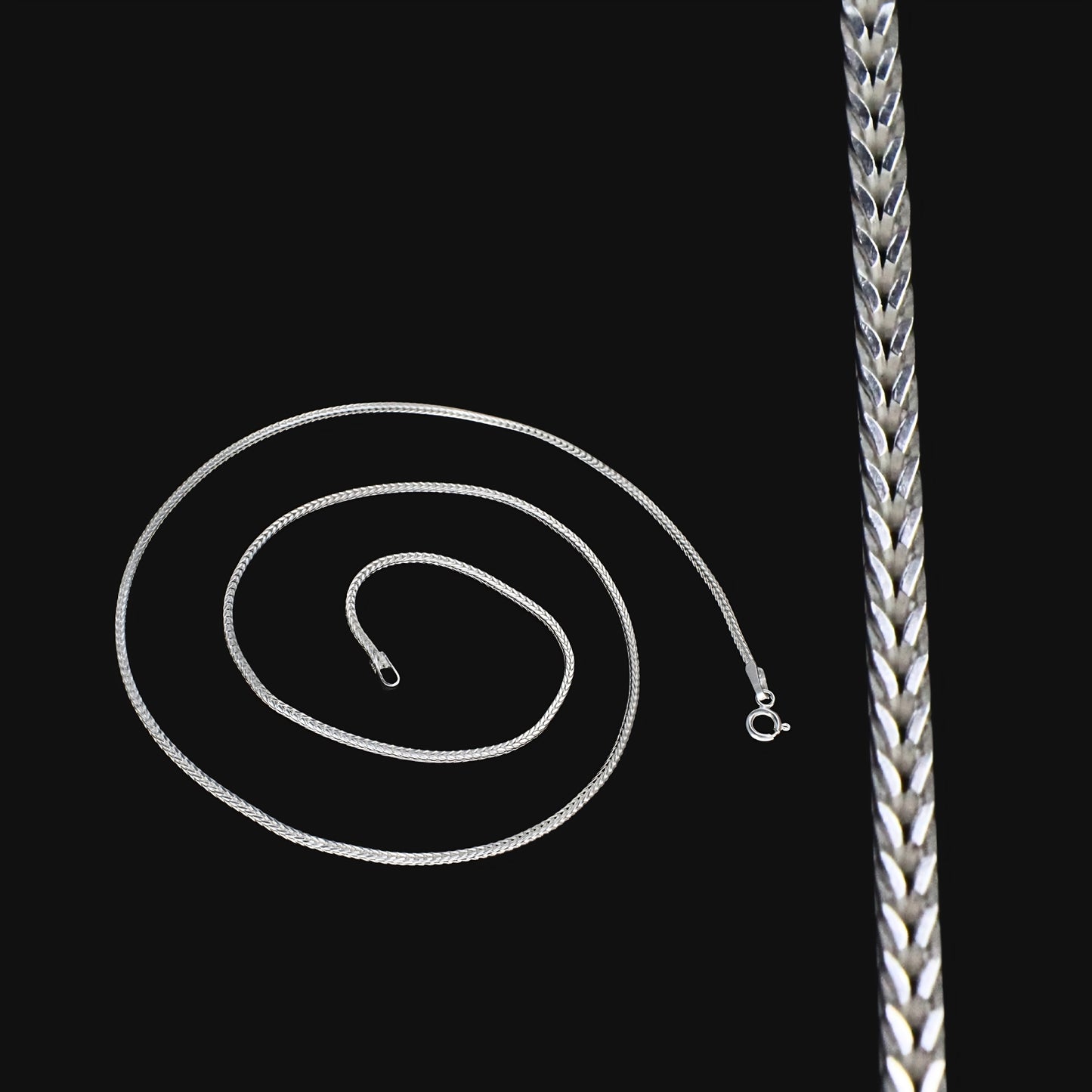925 Hallmarked Sterling Silver Woven Foxtail Chain