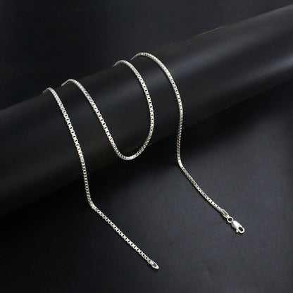 Unisex Classic 925 Silver Box Chain - 24 inch