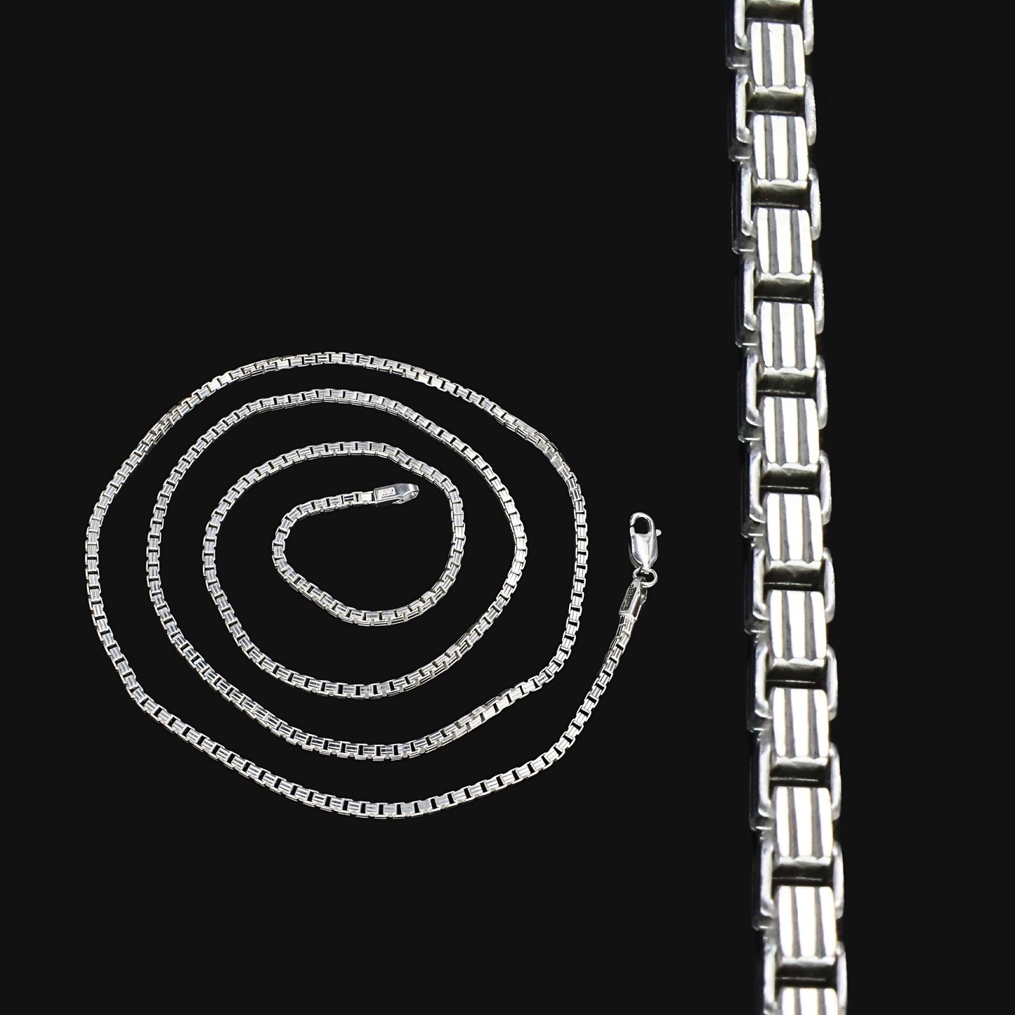 Unisex Classic 925 Silver Box Chain - 24 inch