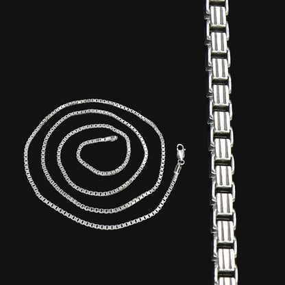 Unisex Classic 925 Silver Box Chain - 24 inch