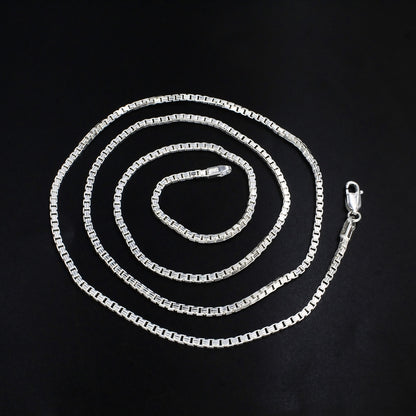 Unisex Classic 925 Silver Box Chain - 24 inch