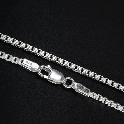 Unisex Classic 925 Silver Box Chain - 24 inch
