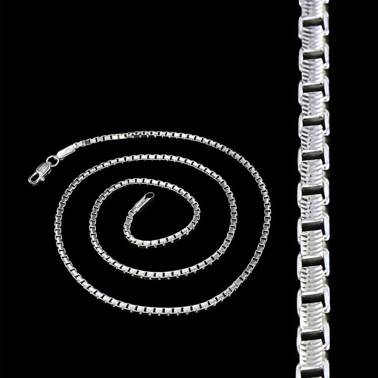925 Hallmarked Sterling Silver Box Chain (20") – High-Shine