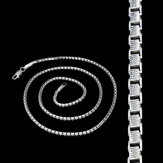 925 Hallmarked Sterling Silver Box Chain (20") – High-Shine