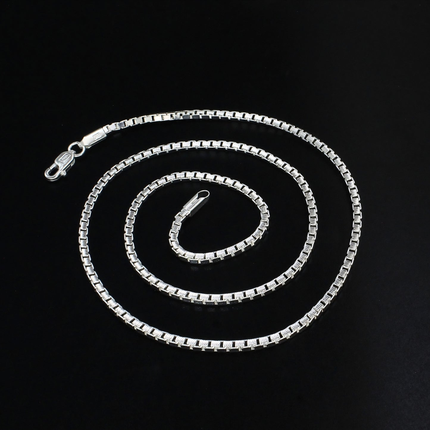 925 Hallmarked Sterling Silver Box Chain (20") – High-Shine