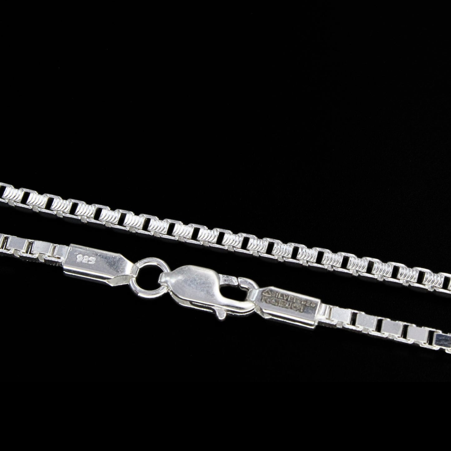 925 Hallmarked Sterling Silver Box Chain (20") – High-Shine