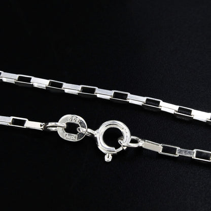 925 Sterling Silver Minimal Long Box Link Chain 18"