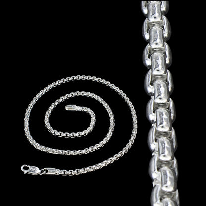 925 Hallmarked Sterling Silver Round Box Chain - 20 inch