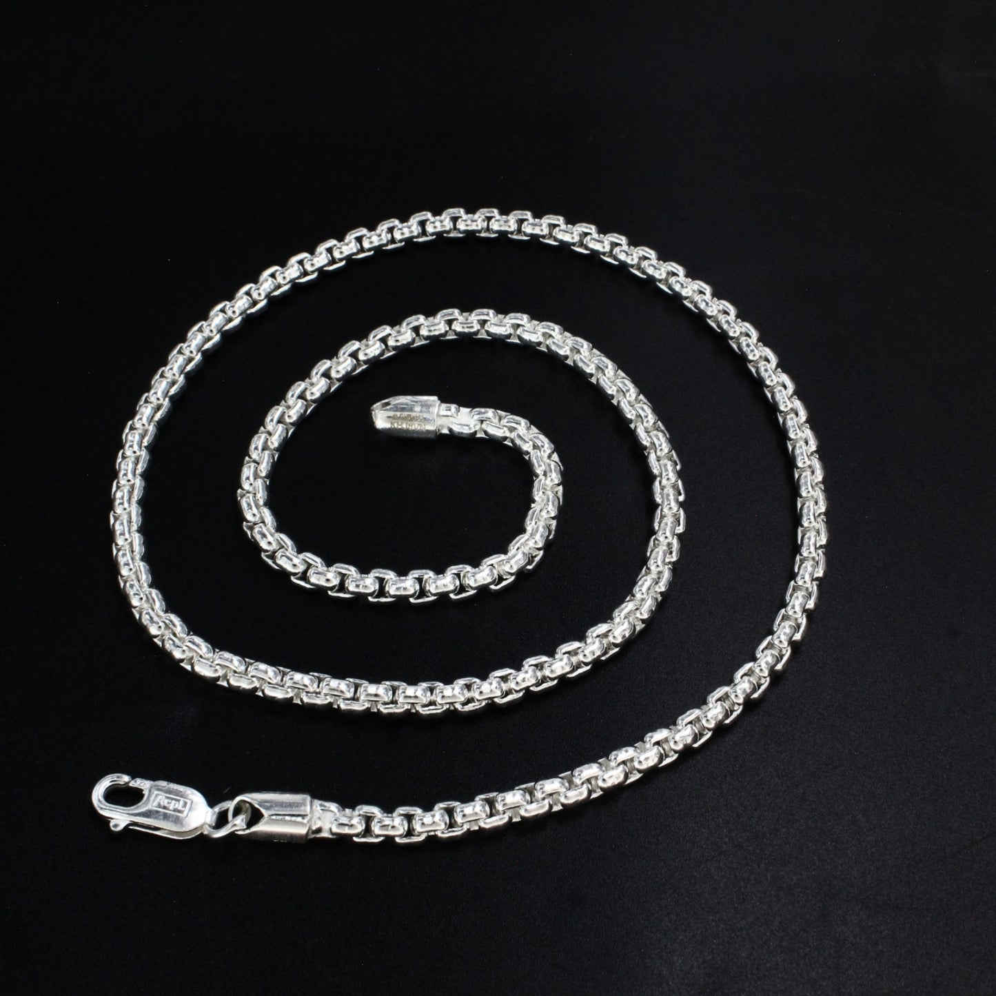 925 Hallmarked Sterling Silver Round Box Chain - 20 inch
