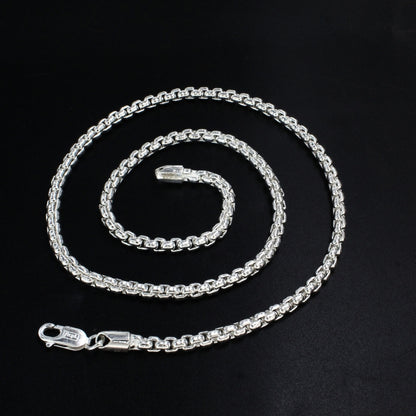 925 Hallmarked Sterling Silver Round Box Chain - 20 inch