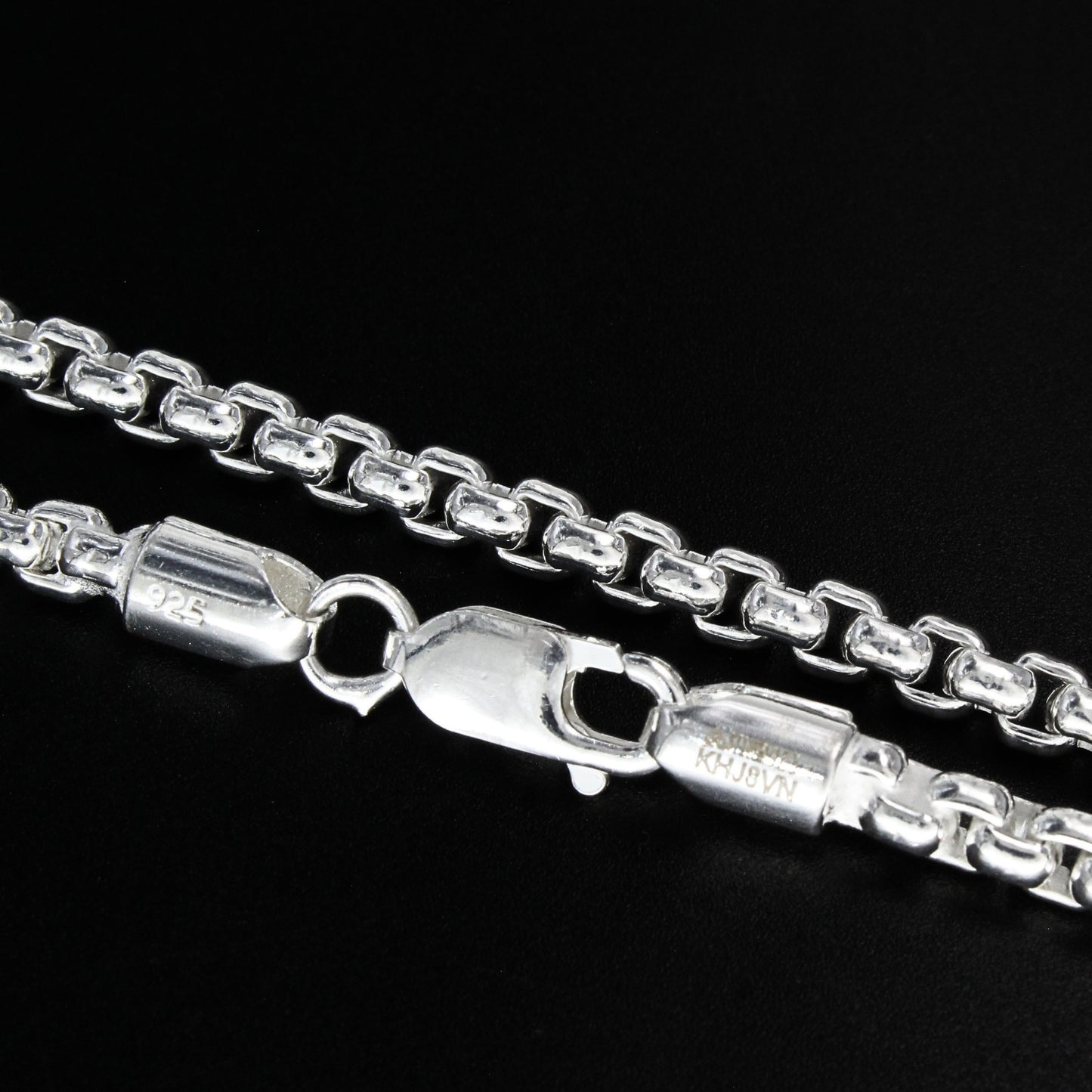 925 Hallmarked Sterling Silver Round Box Chain - 20 inch