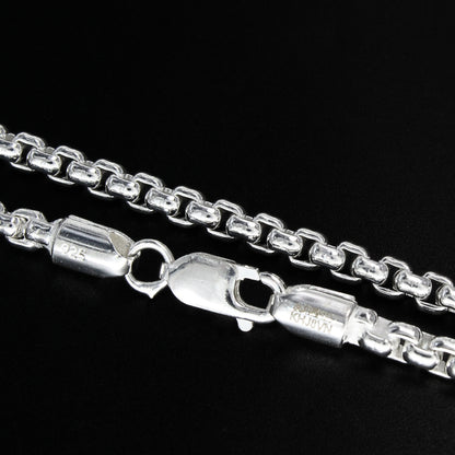 925 Hallmarked Sterling Silver Round Box Chain - 20 inch