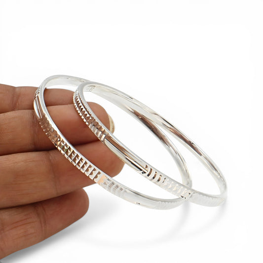 Intricate Cutouts 999 Pure Silver women Bangles Bracelet (Kangan) Pair - 5.8 CM