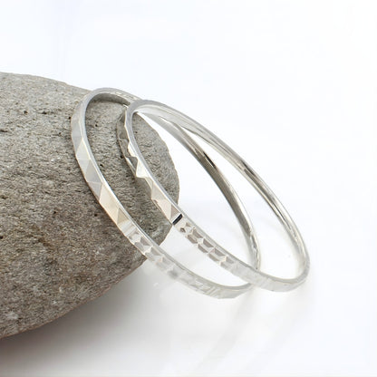 Traditional 999 Pure Silver women Bangles Bracelet (Kangan) Pair - 6.4 CM